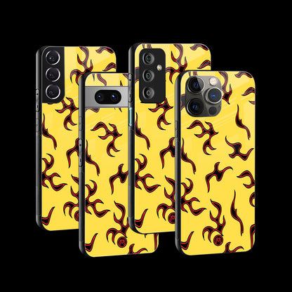 Lil Flames On Yellow Phone Cover | Glass Case