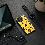 lil flames on yellow back phone cover | glass case for iphone 15