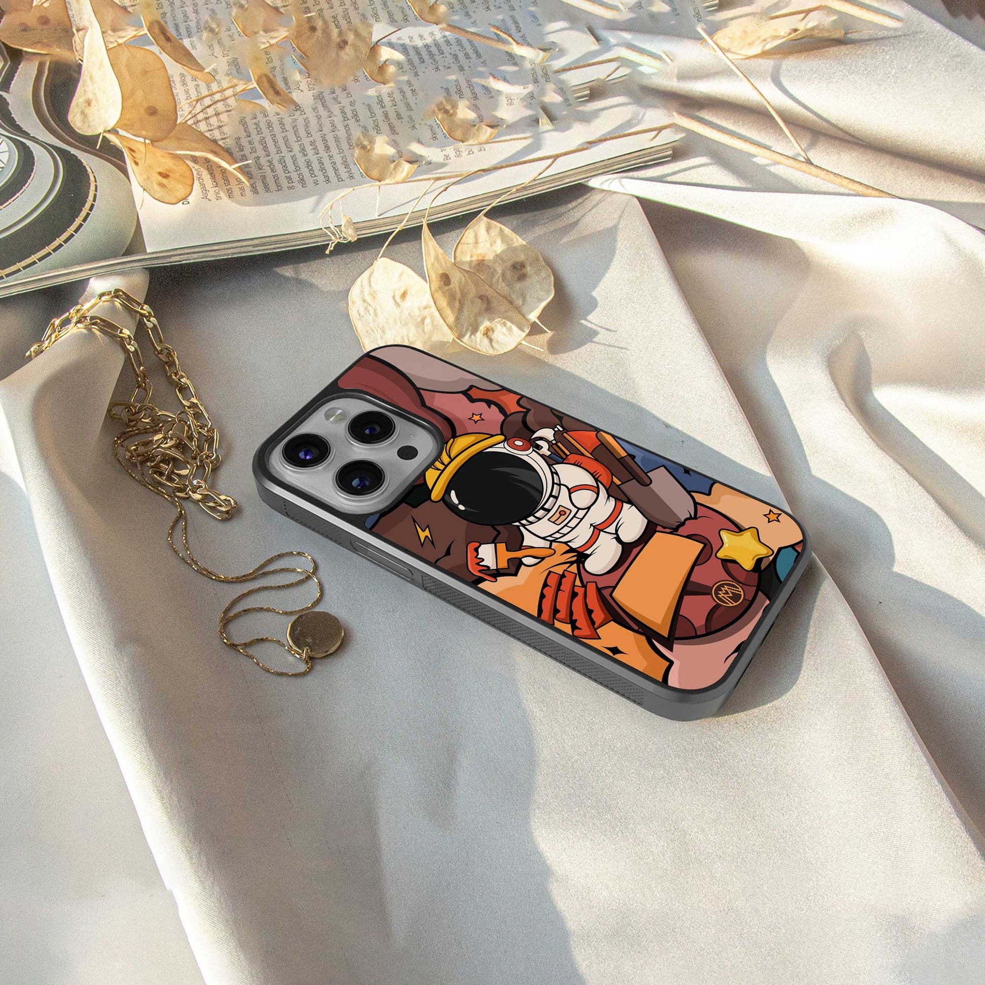 lil spaceman back phone cover | glass case for iphone 13 pro max