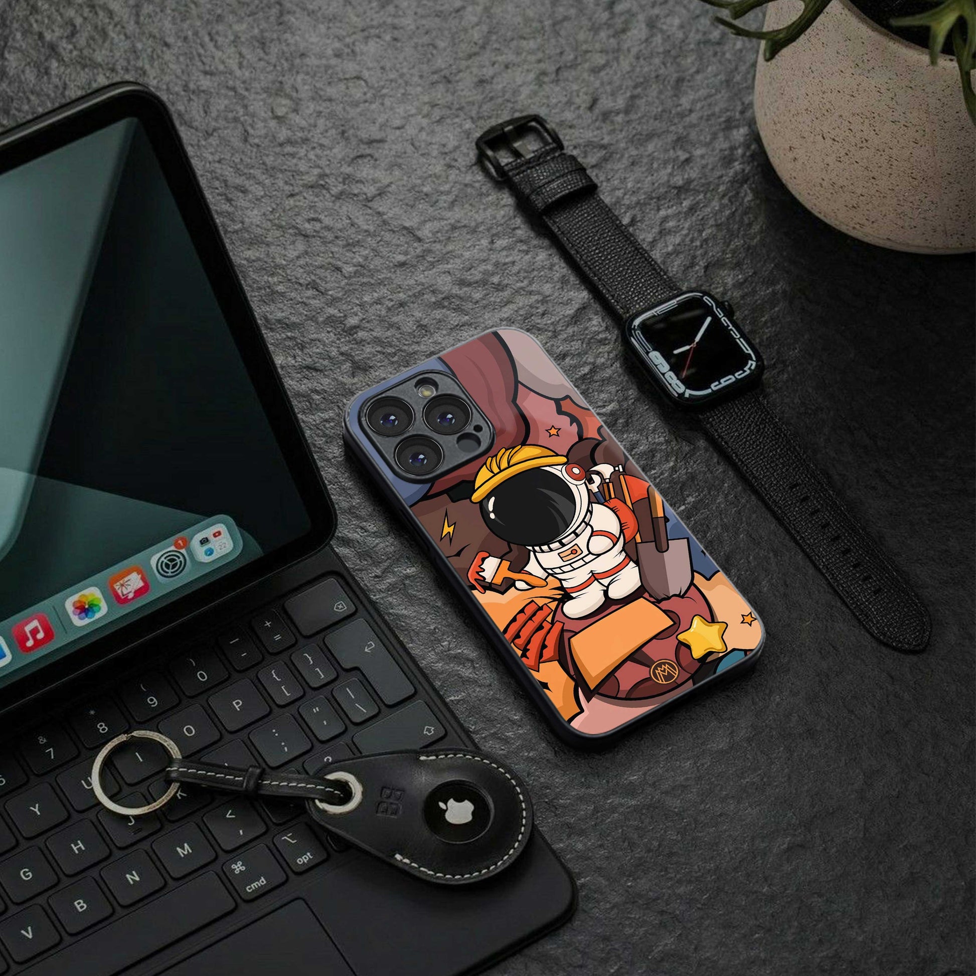 lil spaceman back phone cover | glass case for iphone 13 pro max