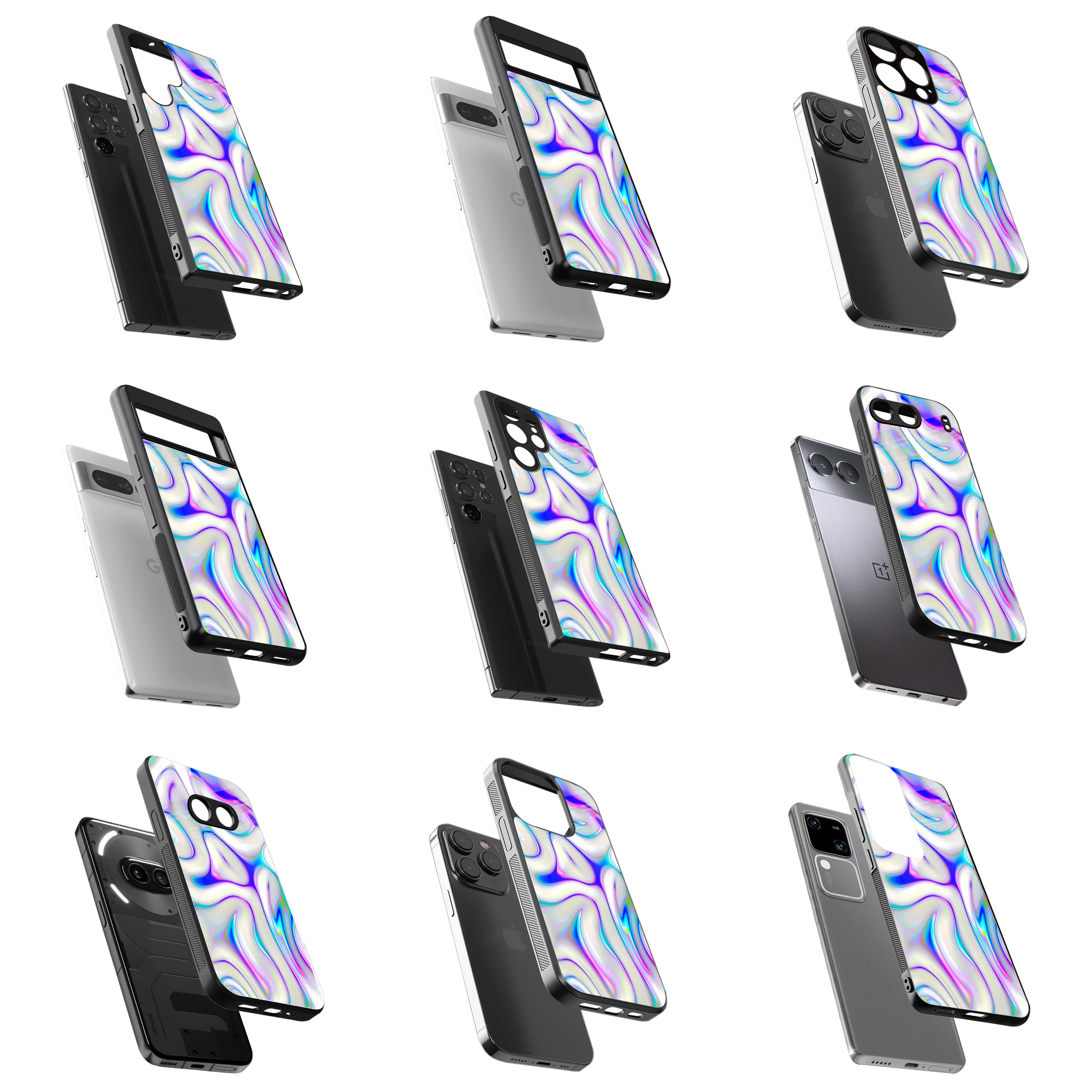 Durable Glass Back Mobile Case for iPhone, Samsung, OnePlus, Google Pixel, Redmi, Vivo, Oppo