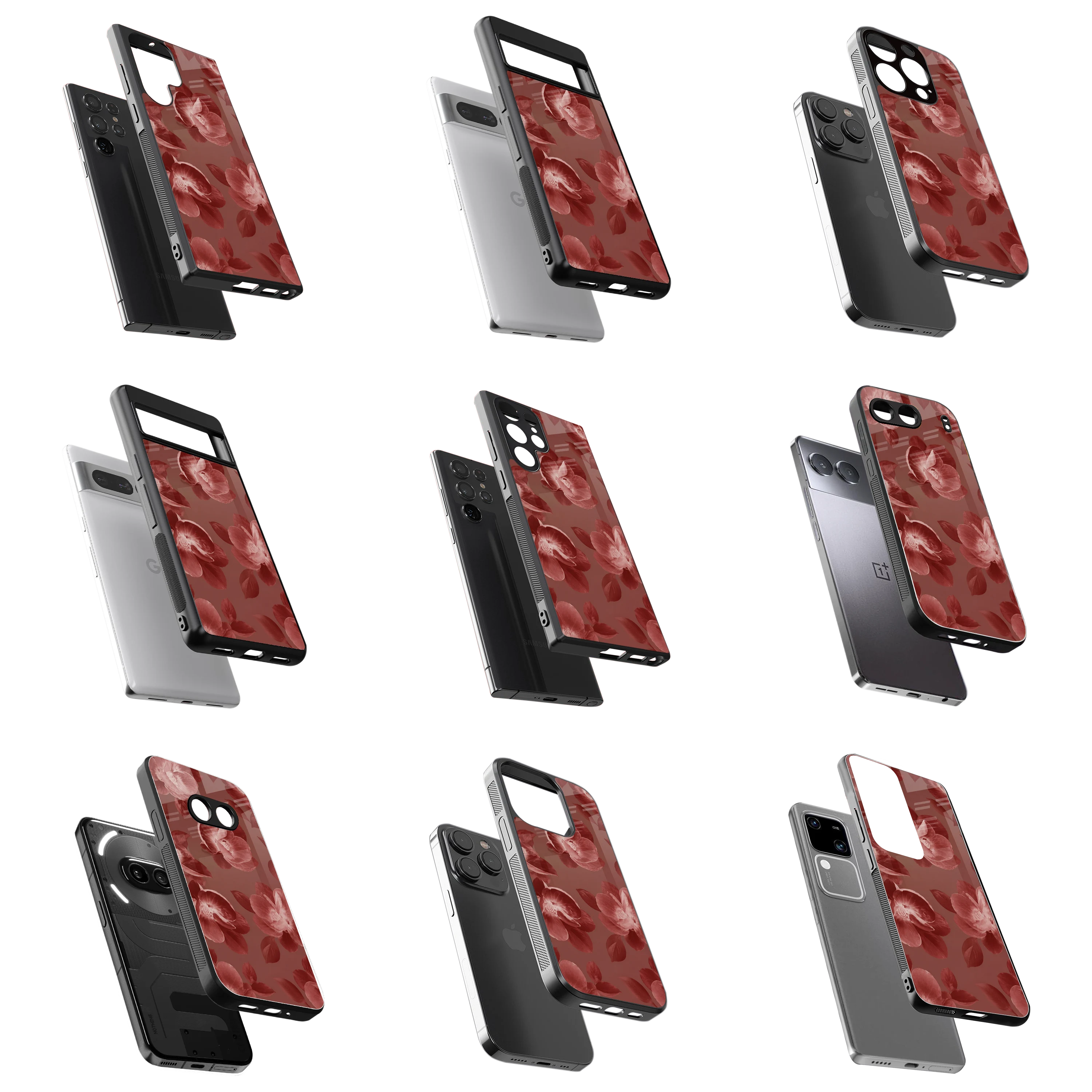 Durable Glass Back Mobile Case for iPhone, Samsung, OnePlus, Google Pixel, Redmi, Vivo, Oppo
