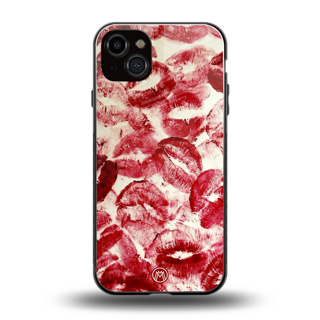 lip glam back phone cover | glass case for iphone 15 plus
