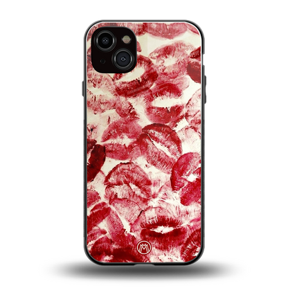 lip glam back phone cover | glass case for iphone 15 plus