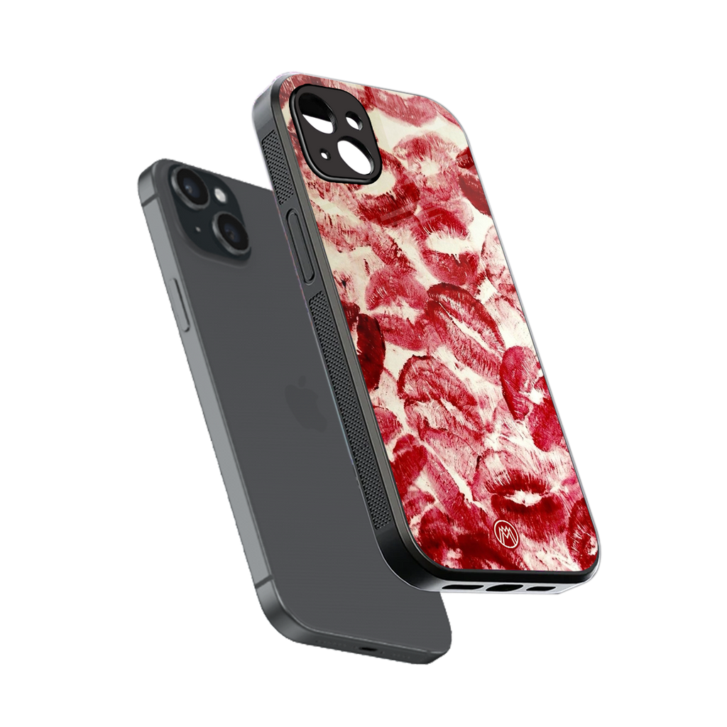 lip glam back phone cover | glass case for iphone 15 plus