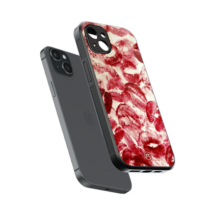 lip glam back phone cover | glass case for iphone 15 plus