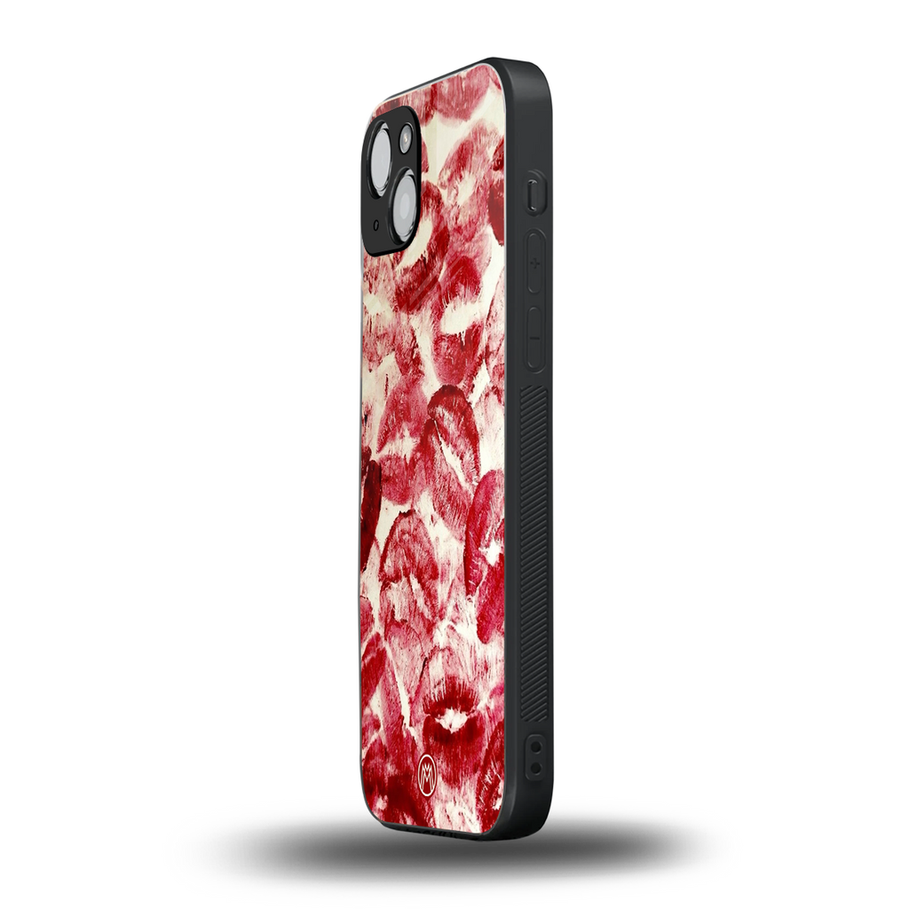 lip glam back phone cover | glass case for iphone 14 plus