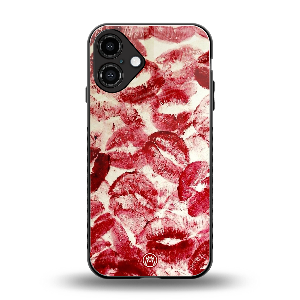 lip glam back phone cover | glass case for iphone 16 plus