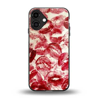 lip glam back phone cover | glass case for iphone 16 plus