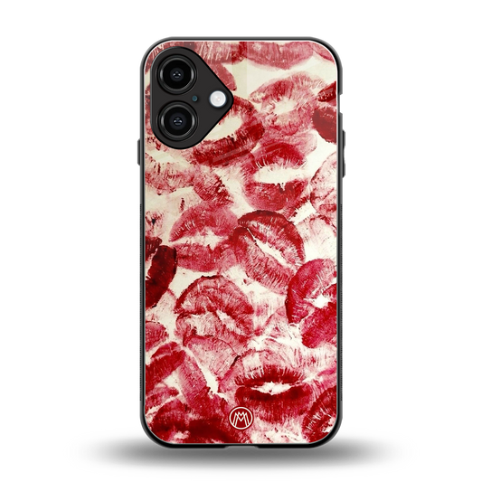 lip glam back phone cover | glass case for iphone 16 plus