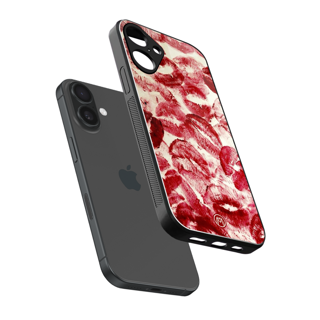 lip glam back phone cover | glass case for iphone 16 plus