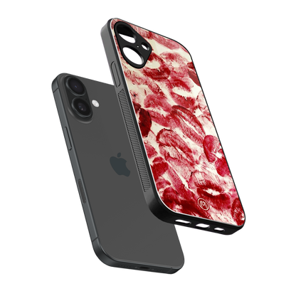 lip glam back phone cover | glass case for iphone 16 plus