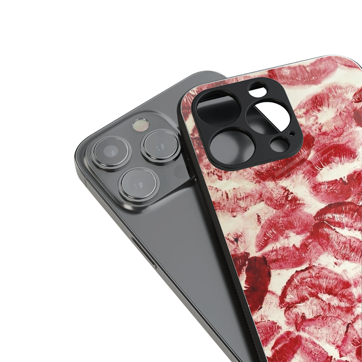 lip glam back phone cover | glass case for iphone 16 pro max
