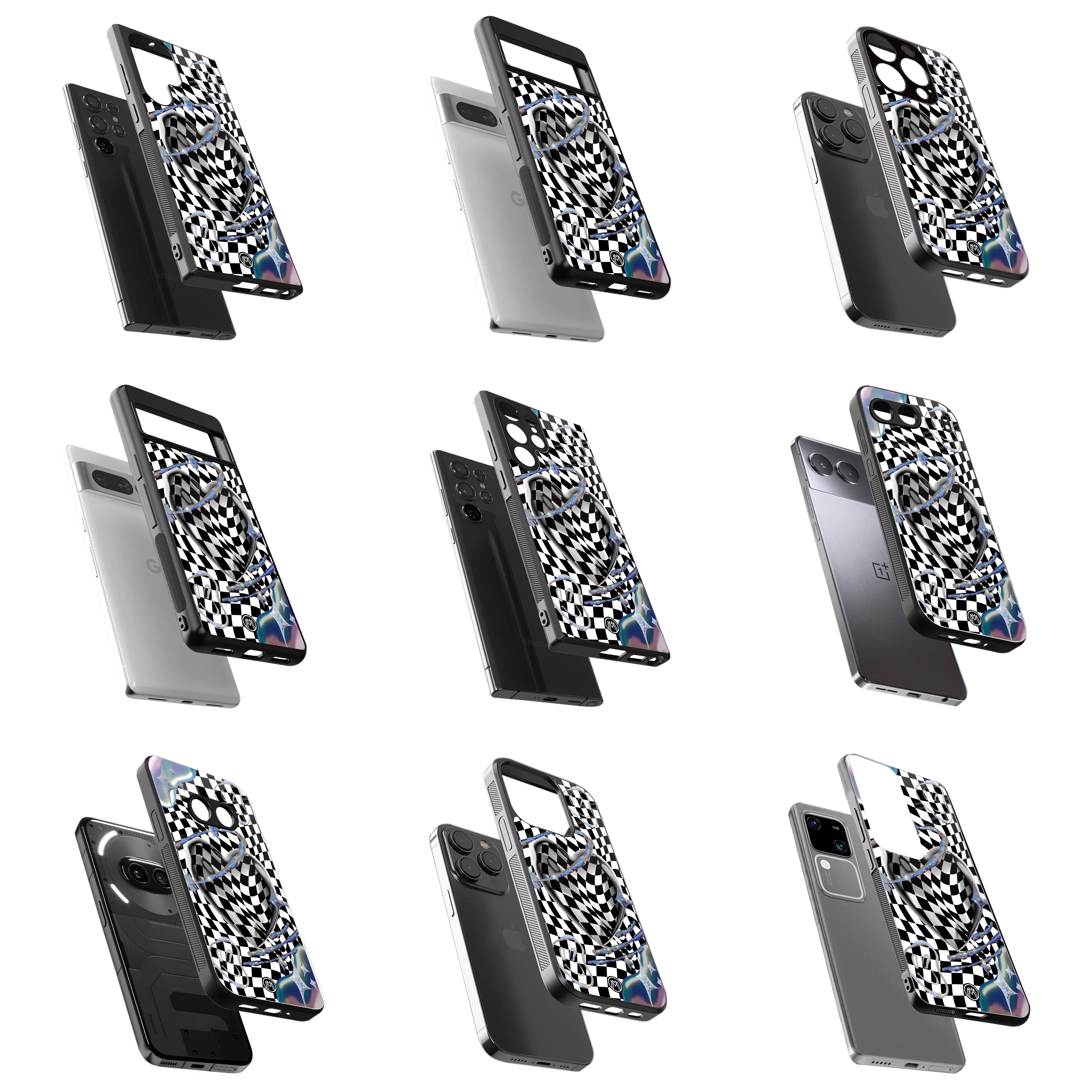Durable Glass Back Mobile Case for iPhone, Samsung, OnePlus, Google Pixel, Redmi, Vivo, Oppo