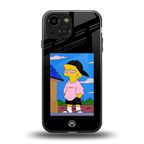 lisa simpson back phone cover | glass case for iphone 13 mini