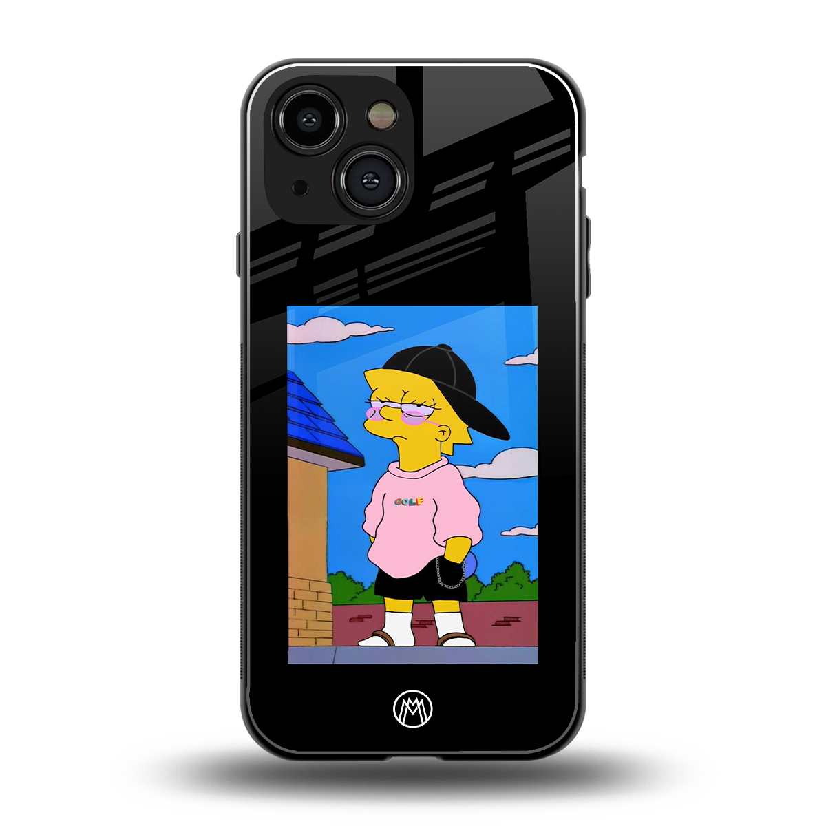 lisa simpson back phone cover | glass case for iphone 13 mini