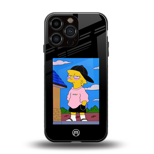 lisa simpson back phone cover | glass case for iphone 13 pro max