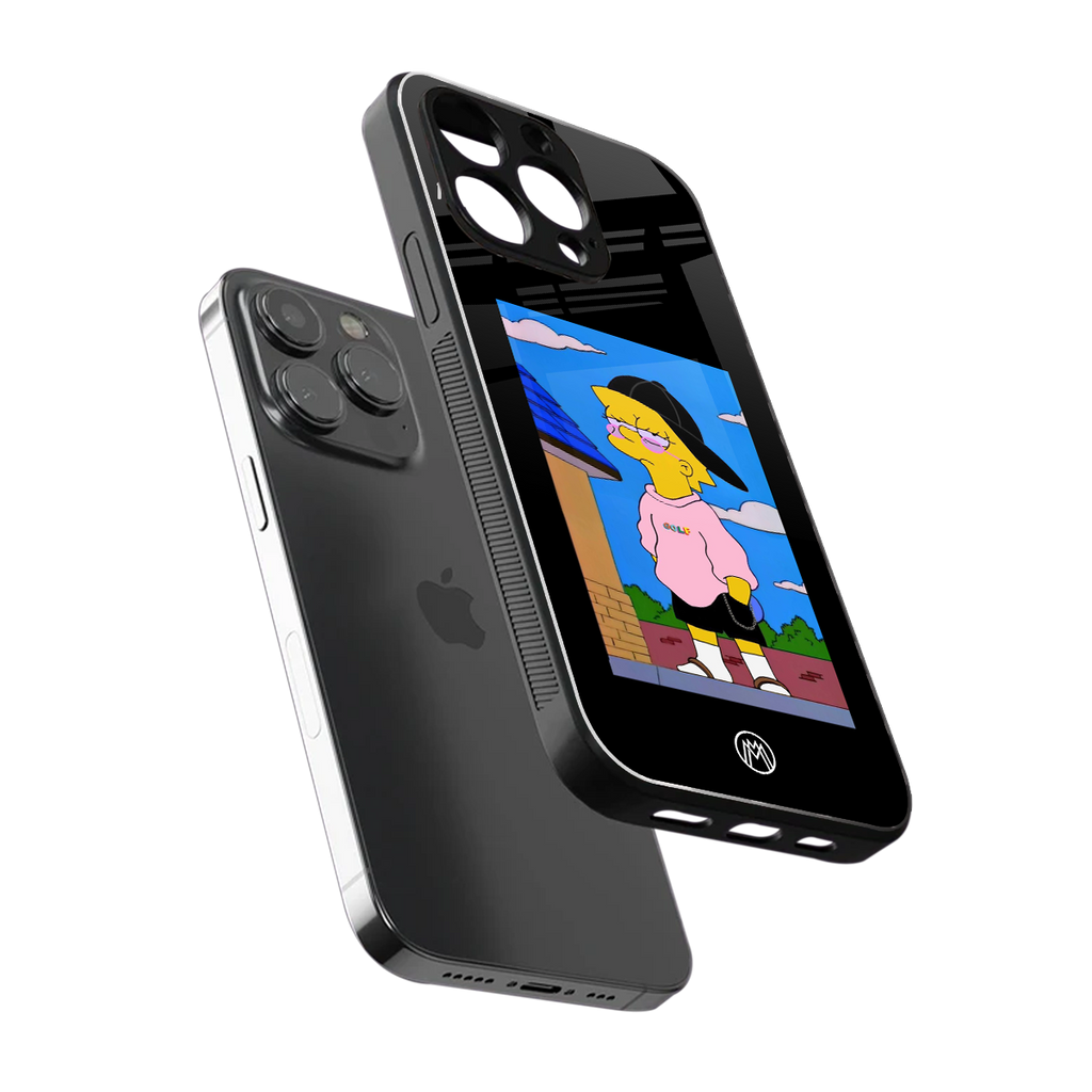 lisa simpson back phone cover | glass case for iphone 13 pro max