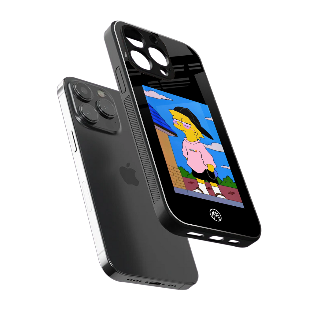 lisa simpson back phone cover | glass case for iphone 13 pro