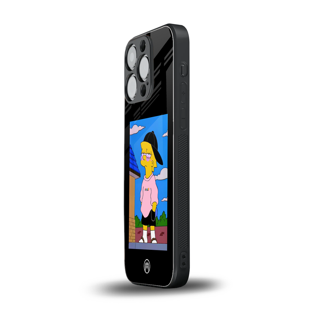 lisa simpson back phone cover | glass case for iphone 13 pro