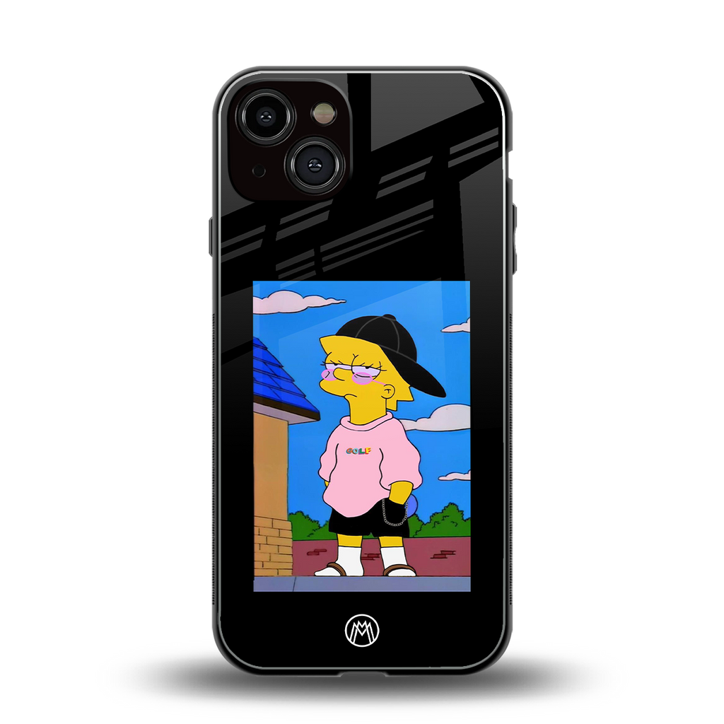 lisa simpson back phone cover | glass case for iphone 13