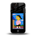 lisa simpson back phone cover | glass case for iphone 15 plus