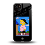 lisa simpson back phone cover | glass case for iphone 15 plus