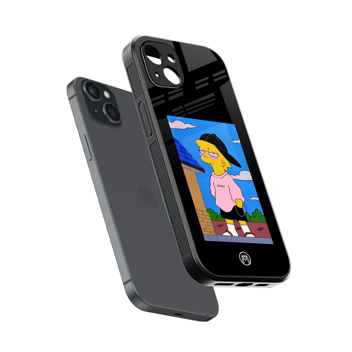 lisa simpson back phone cover | glass case for iphone 15 plus