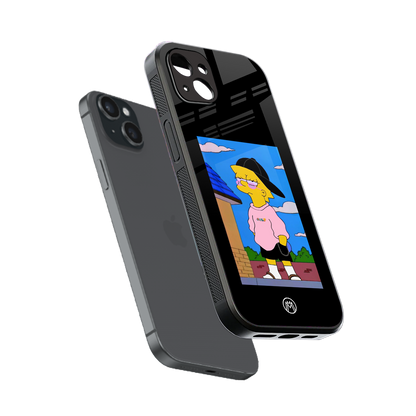 lisa simpson back phone cover | glass case for iphone 14 plus