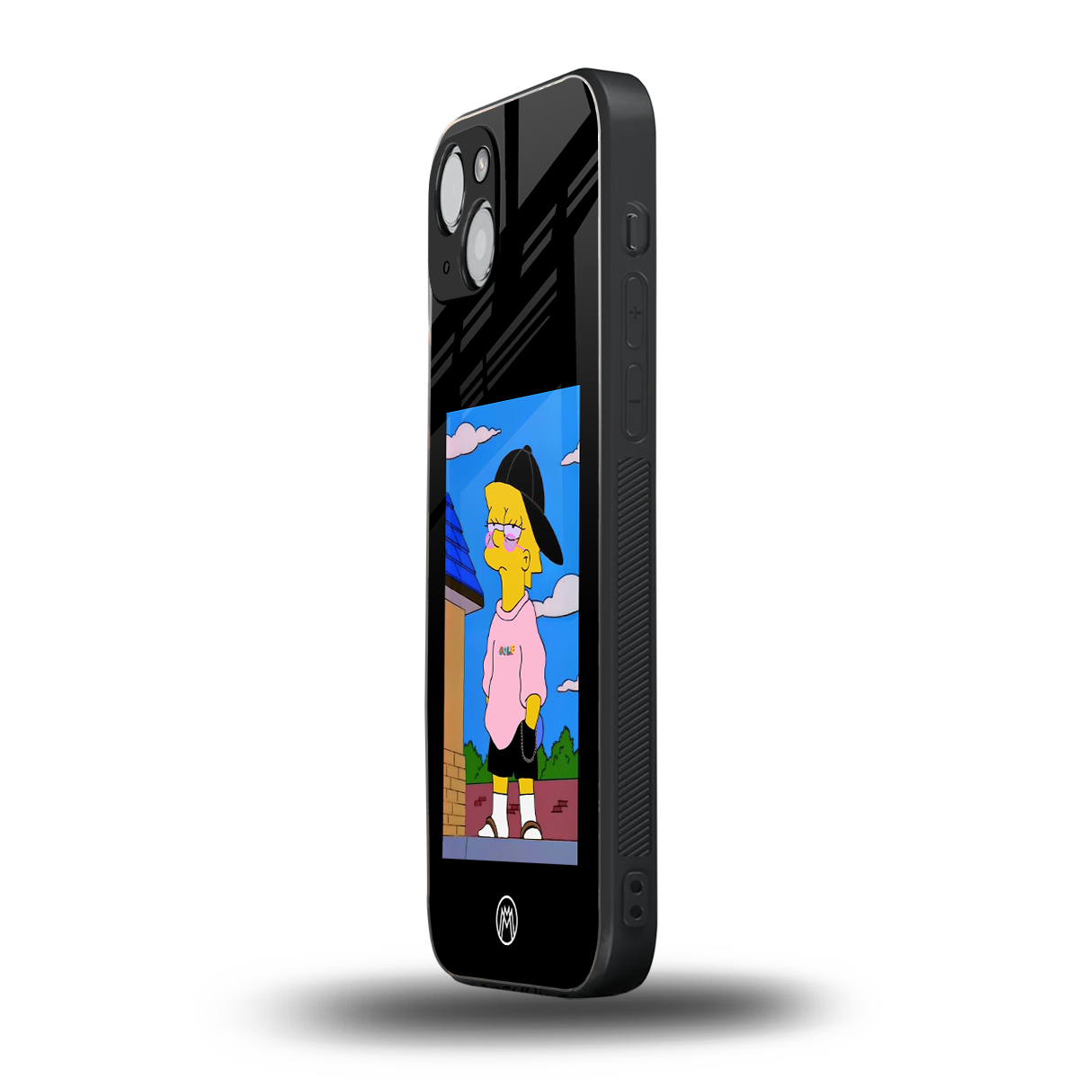 lisa simpson back phone cover | glass case for iphone 14 plus