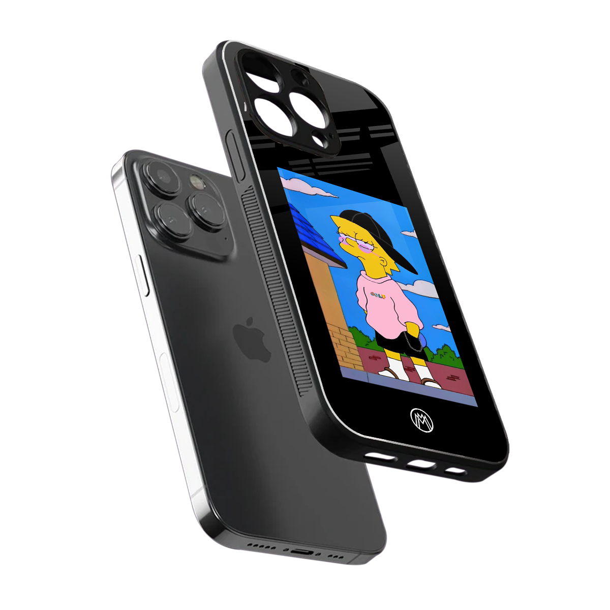 lisa simpson back phone cover | glass case for iphone 15 pro max