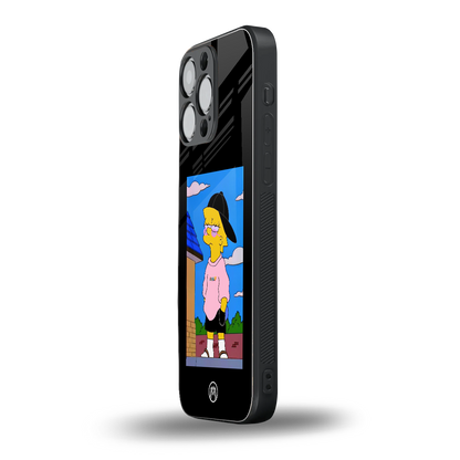 lisa simpson back phone cover | glass case for iphone 14 pro max