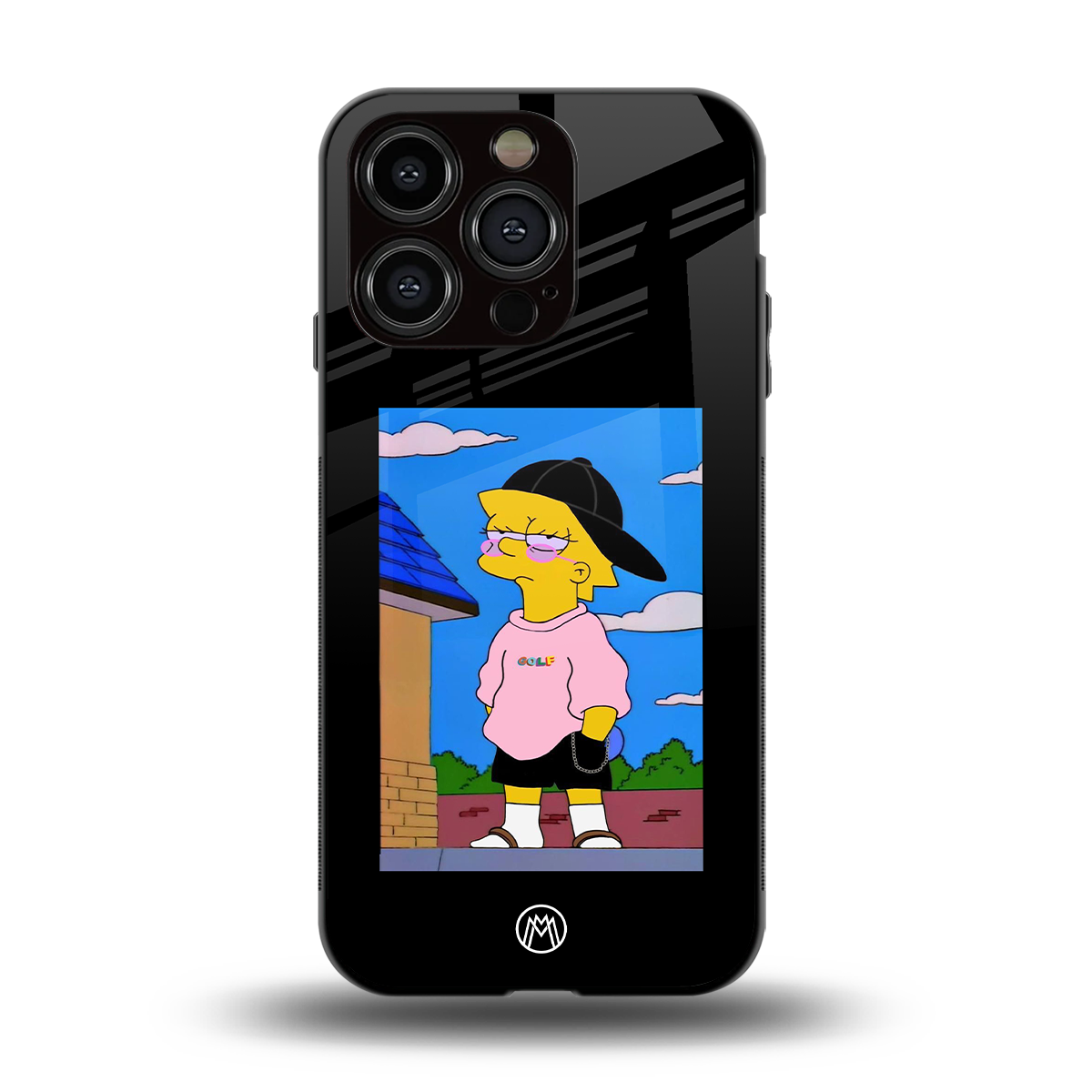 lisa simpson back phone cover | glass case for iphone 15 pro