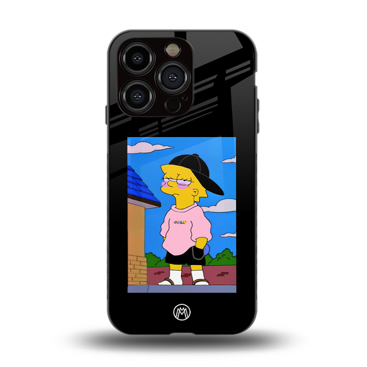 lisa simpson back phone cover | glass case for iphone 15 pro