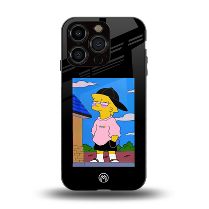 lisa simpson back phone cover | glass case for iphone 14 pro