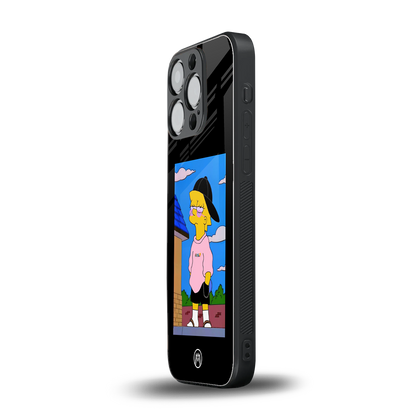lisa simpson back phone cover | glass case for iphone 15 pro