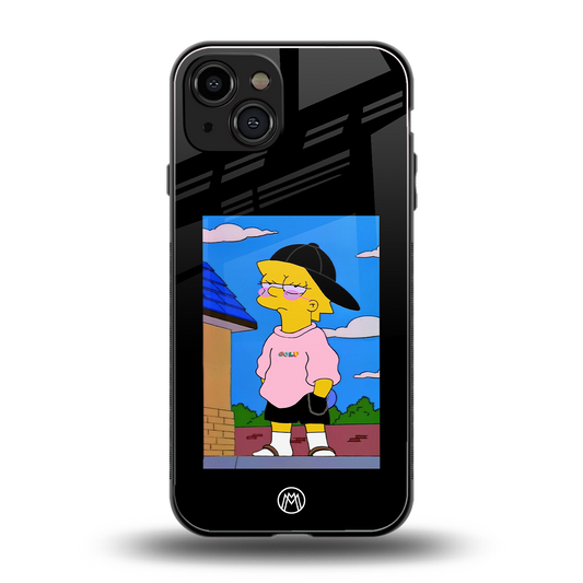 lisa simpson back phone cover | glass case for iphone 15