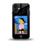 lisa simpson back phone cover | glass case for iphone 16 plus