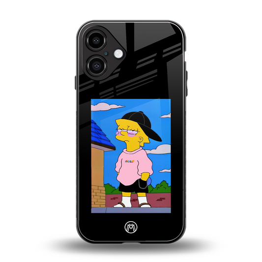 lisa simpson back phone cover | glass case for iphone 16 plus