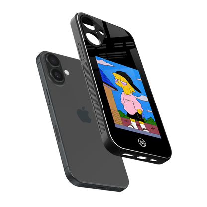 lisa simpson back phone cover | glass case for iphone 16 plus