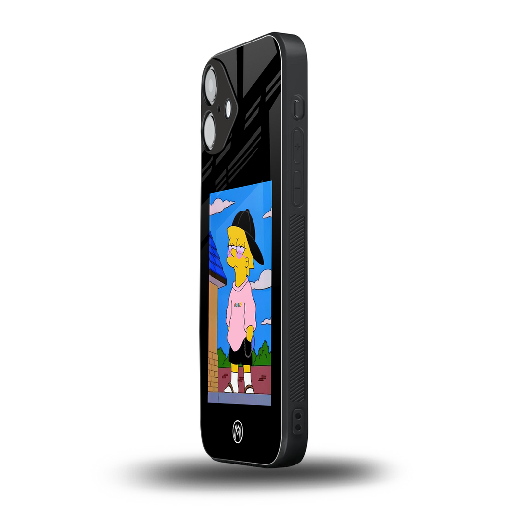 lisa simpson back phone cover | glass case for iphone 16 plus