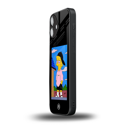 lisa simpson back phone cover | glass case for iphone 16 plus