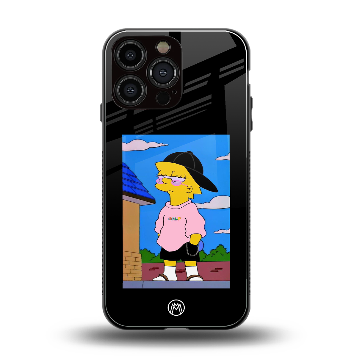 lisa simpson back phone cover | glass case for iphone 16 pro max