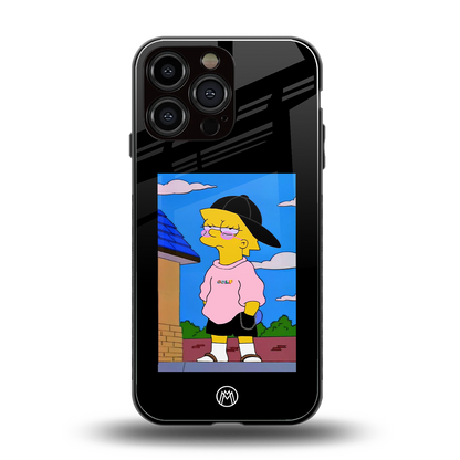 lisa simpson back phone cover | glass case for iphone 16 pro max