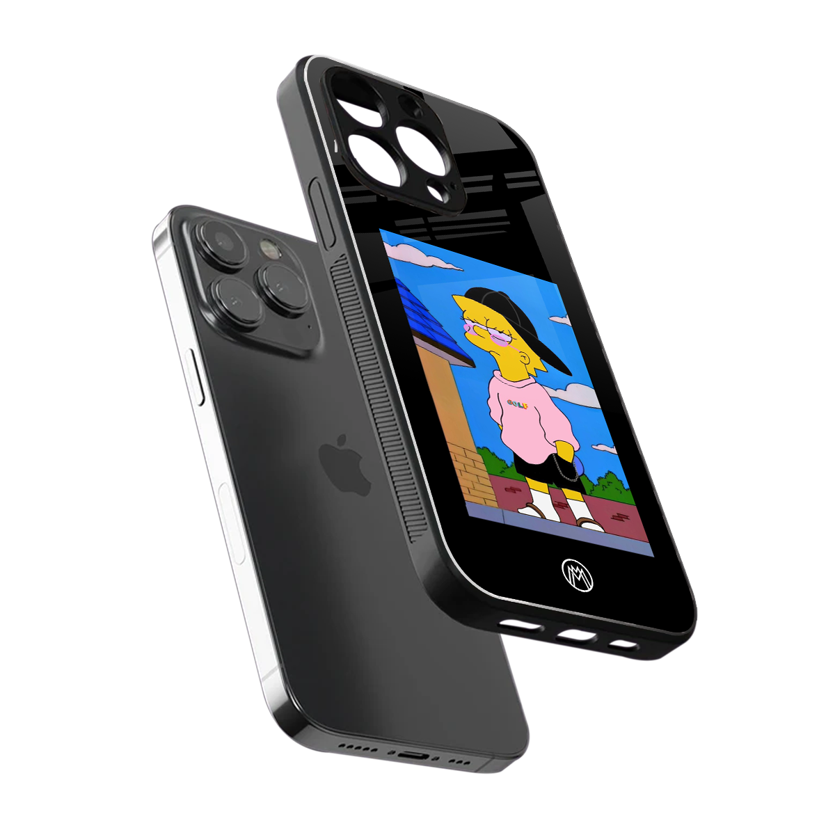 lisa simpson back phone cover | glass case for iphone 16 pro max