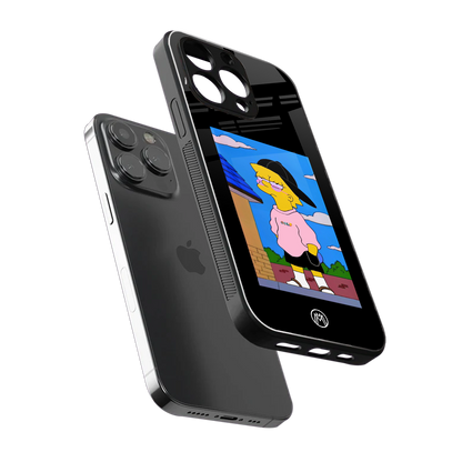 lisa simpson back phone cover | glass case for iphone 16 pro max