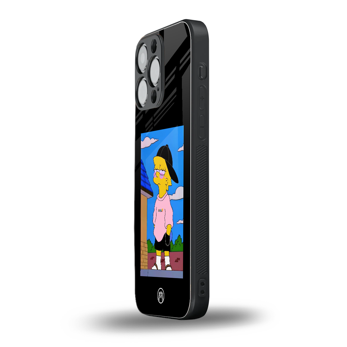 lisa simpson back phone cover | glass case for iphone 16 pro max
