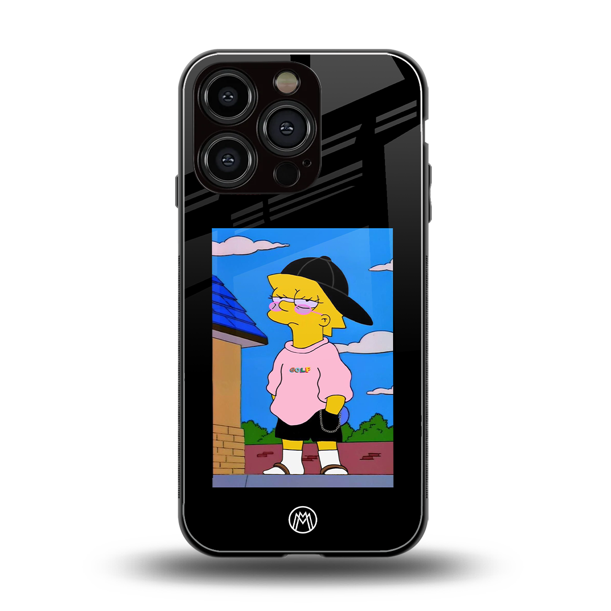 lisa simpson back phone cover | glass case for iphone 16 pro