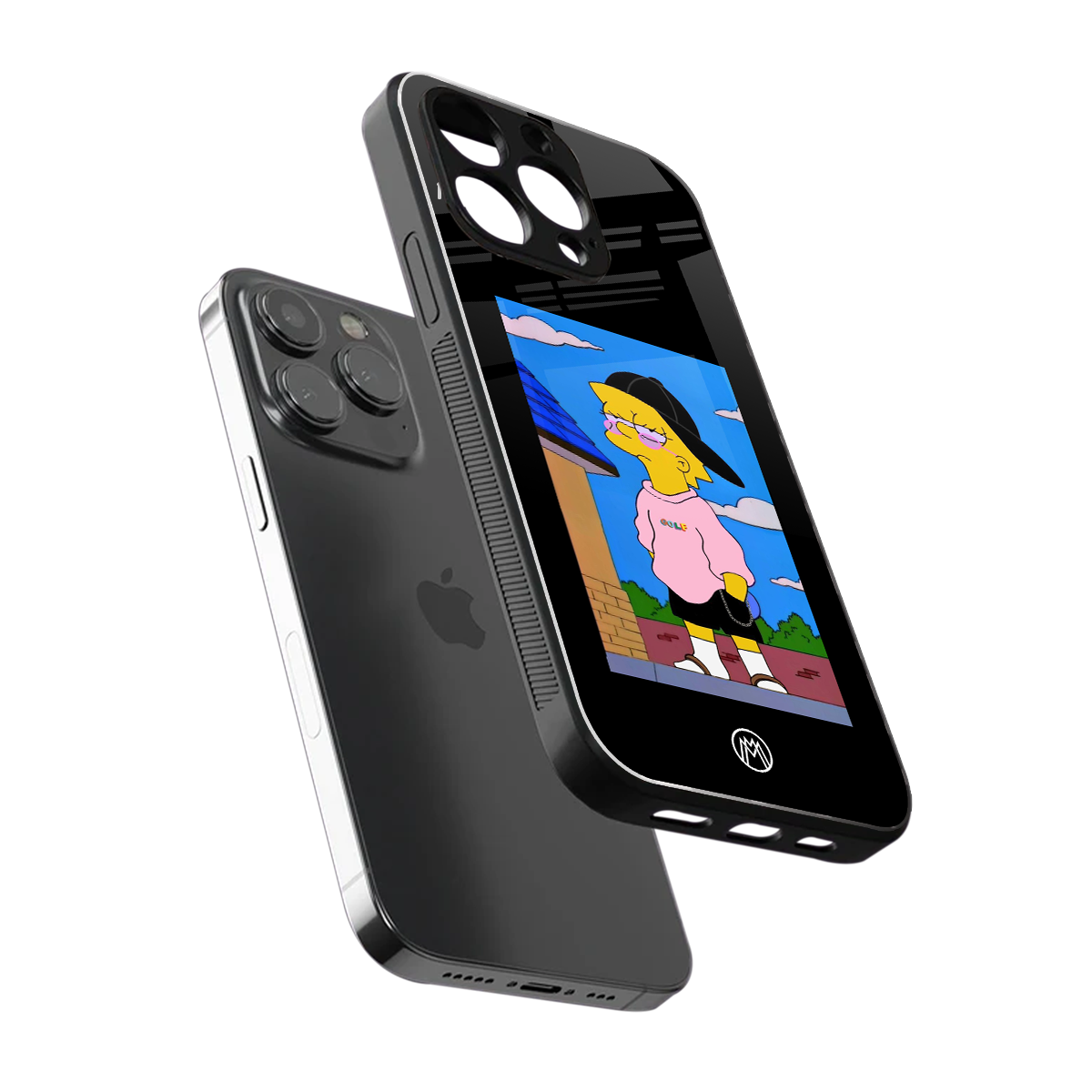 lisa simpson back phone cover | glass case for iphone 16 pro