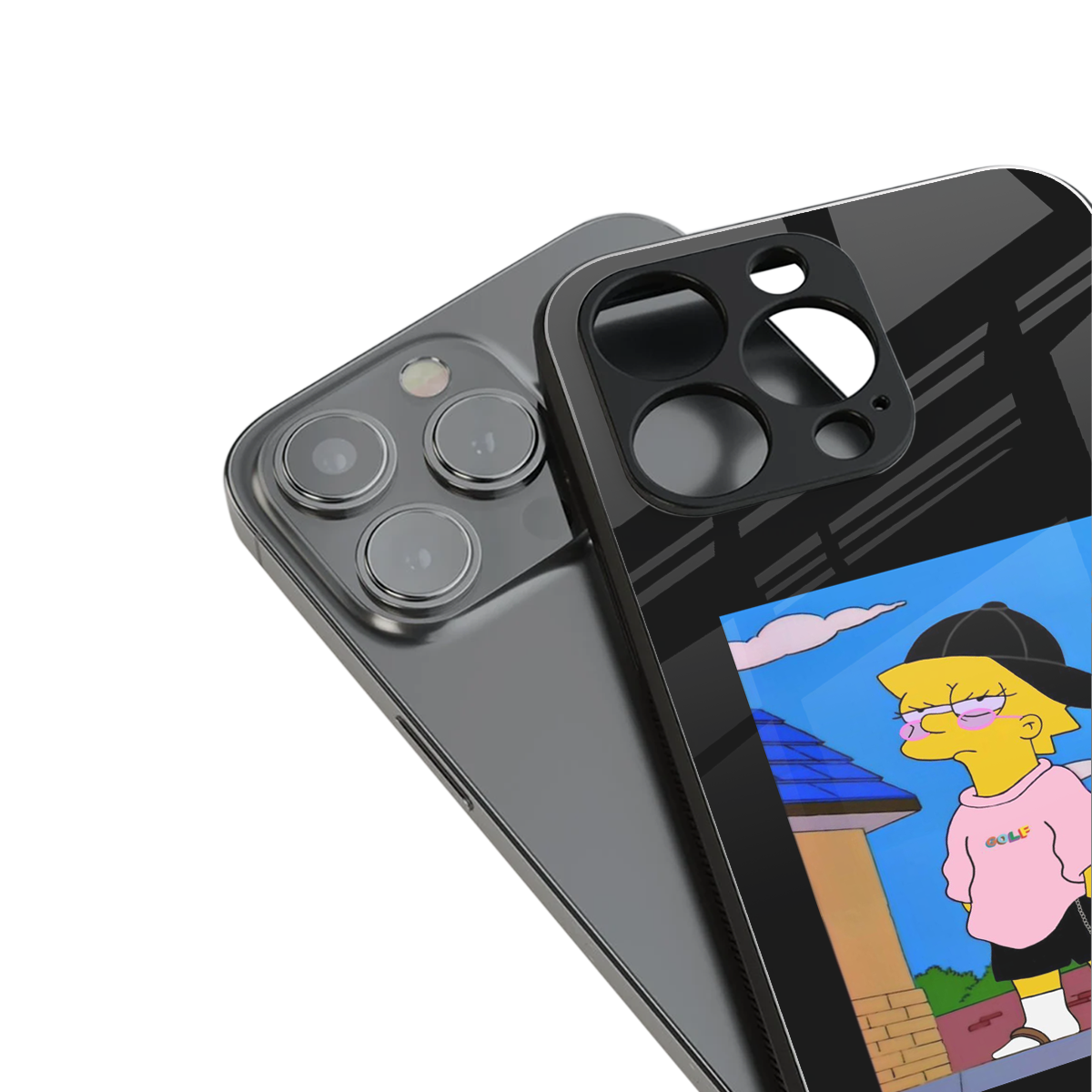 lisa simpson back phone cover | glass case for iphone 14 pro max